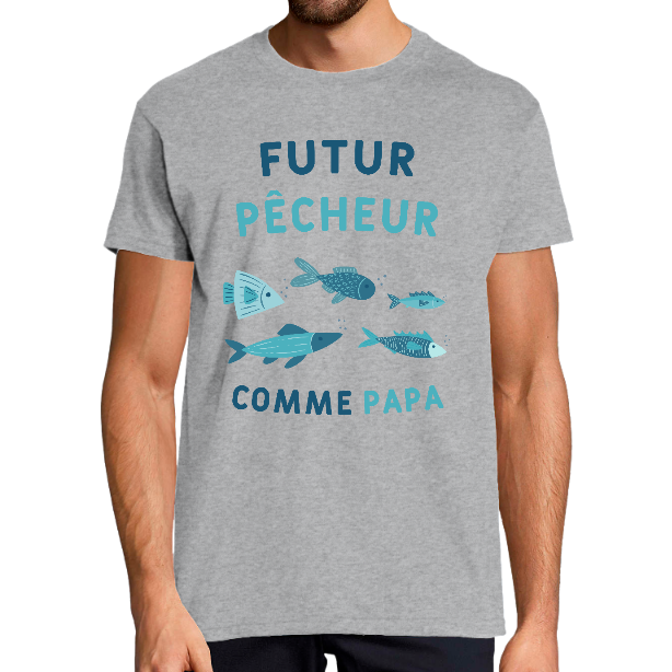 Face T-shirt "Futur pêcheur, comme papa ..."