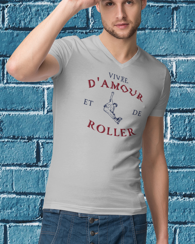 T-SHIRT VIVRE D'AMOUR ET DE ROLLER POUR HOMME