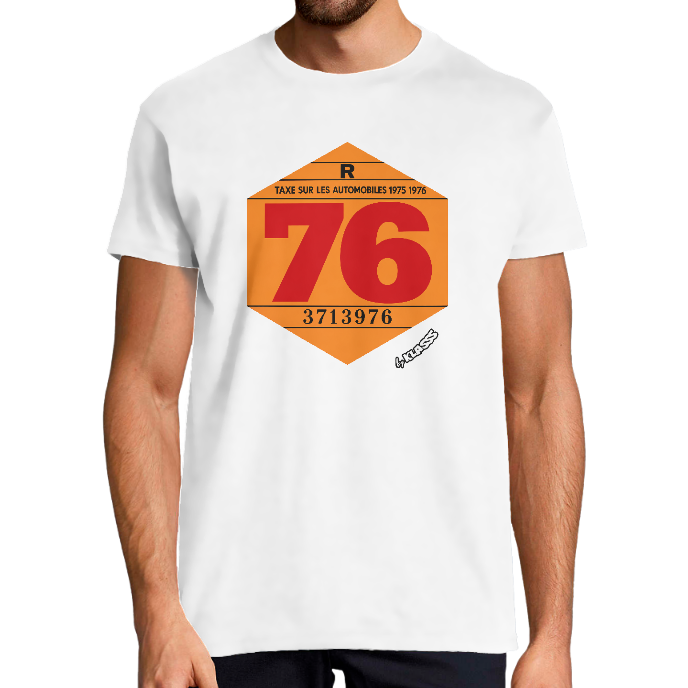 T-shirt Homme VINTAGE KLASSS "VIGNETTE 1976" col rond, Coupe universelle
