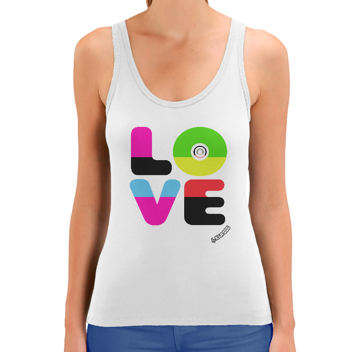 Débardeur FEMME "LOVE COLOURS" KLASSS blanc, coton bio