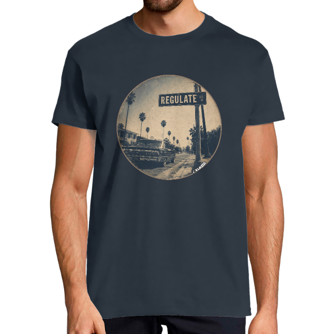 T-SHIRT HOMME KLASSS Vintage "REGULATE" Style RAP US, col rond 190 gr