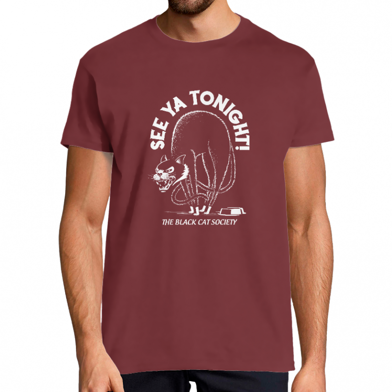 T-SHIRT VINTAGE BLACK CAT SOCIETY HOMME