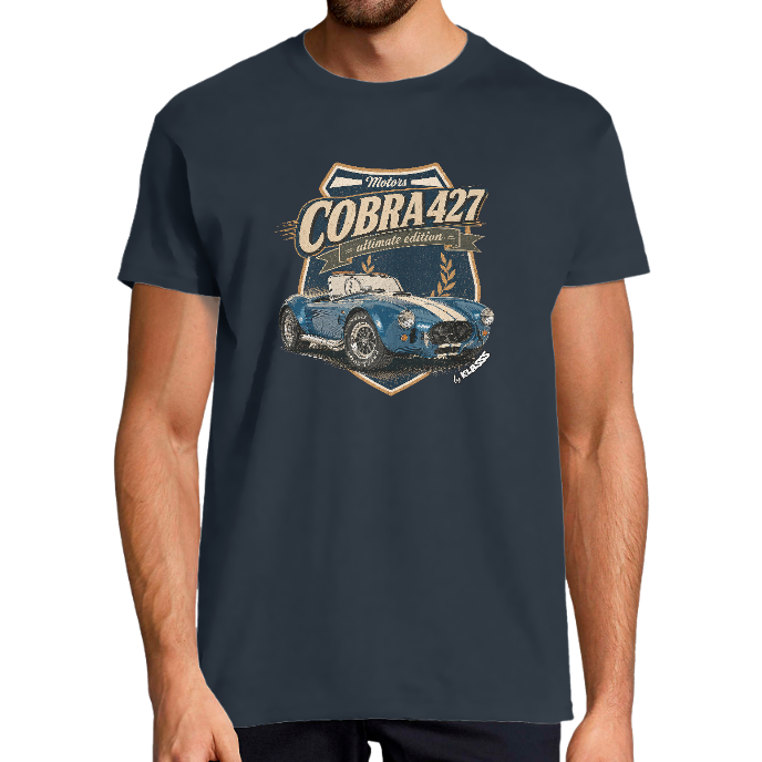 T-SHIRT HOMME KLASSS VINTAGE "COBRA 427 MOTORS", col rond 190 gr