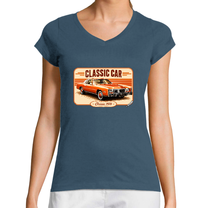 T-shirt FEMME KLASSS Col V "Vintage Classic Car 1978"