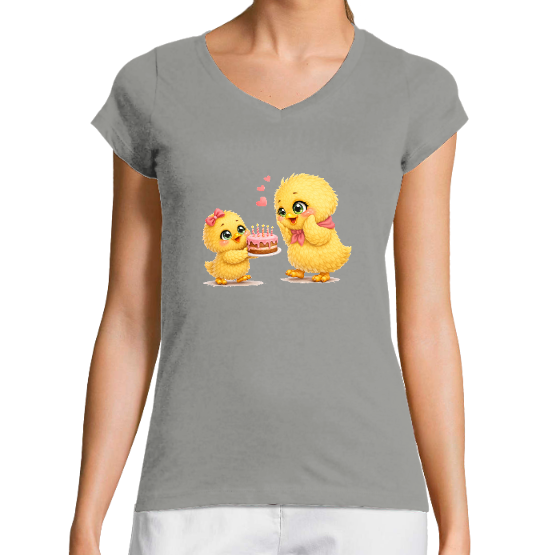 T-shirt Femme "Joyeux Anniversaire avec Amour" – Mamie ou Maman