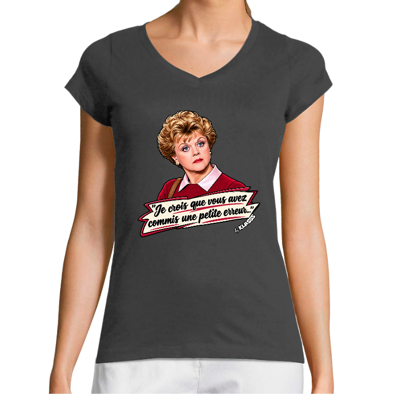 T-SHIRT FEMME COL V KLASSS "SERIE TV ICONIQUE ANGELA" - Coupe très ajustée, design VINTAGE Chic