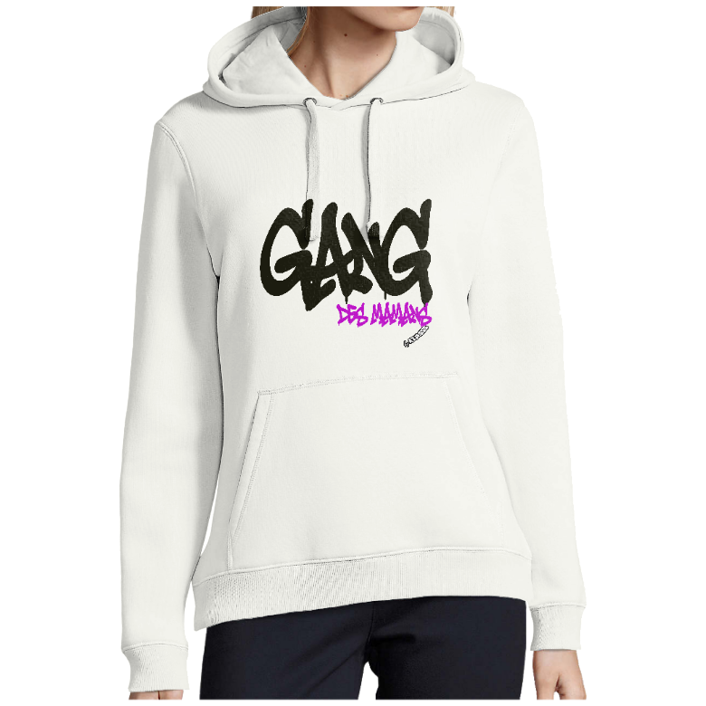 Sweatshirt femme capuche KLASSS "GANG DES MAMANS" Style Street, 280 g/m²