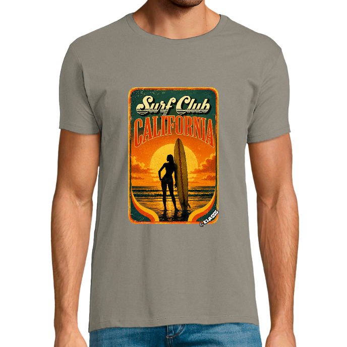 T-shirt Homme REGENT FIT KLASSS "SURF CLUB CALIFORNIA" VINTAGE col rond 