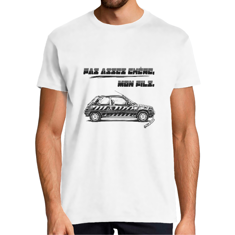 T-SHIRT HOMME KLASSS VINTAGE Pas assez chère, mon fils" col rond 190 gr