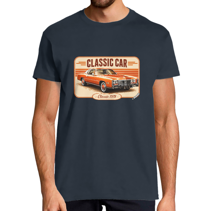 T-SHIRT HOMME KLASSS VINTAGE "Classic Car 1978 US", col rond 190 gr