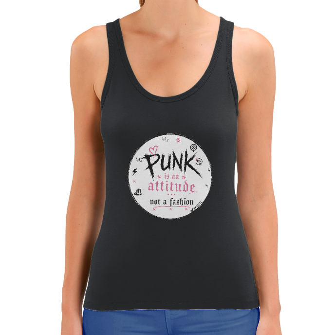 Débardeur FEMME "PUNK IS AN ATTITUDE... NOT A FASHION", coton bio 