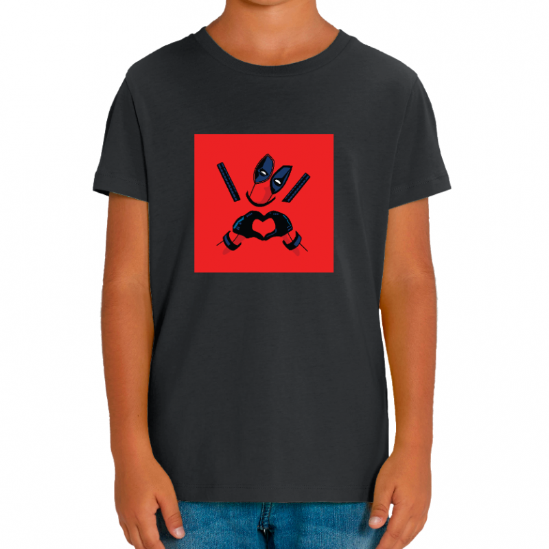 T-SHIRT HEART DEADPOOL ENFANT