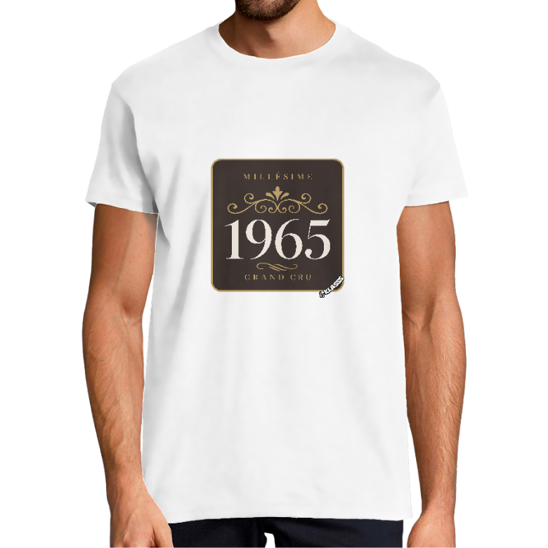 T-SHIRT HOMME KLASSS VINTAGE "MILLESIME 1965 Grand Cru", col rond 190 gr
