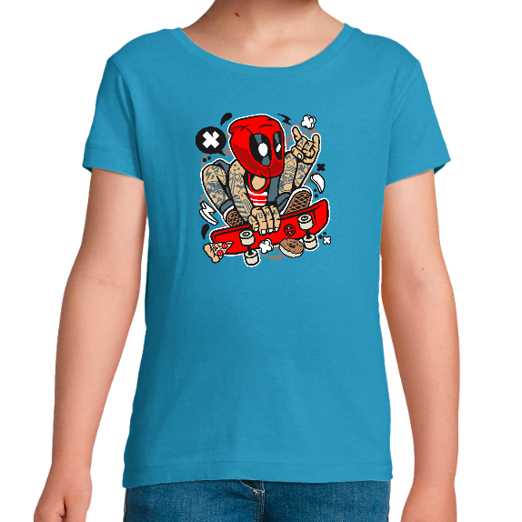 Face T-SHIRT DEADPOOL SKATER FILLE