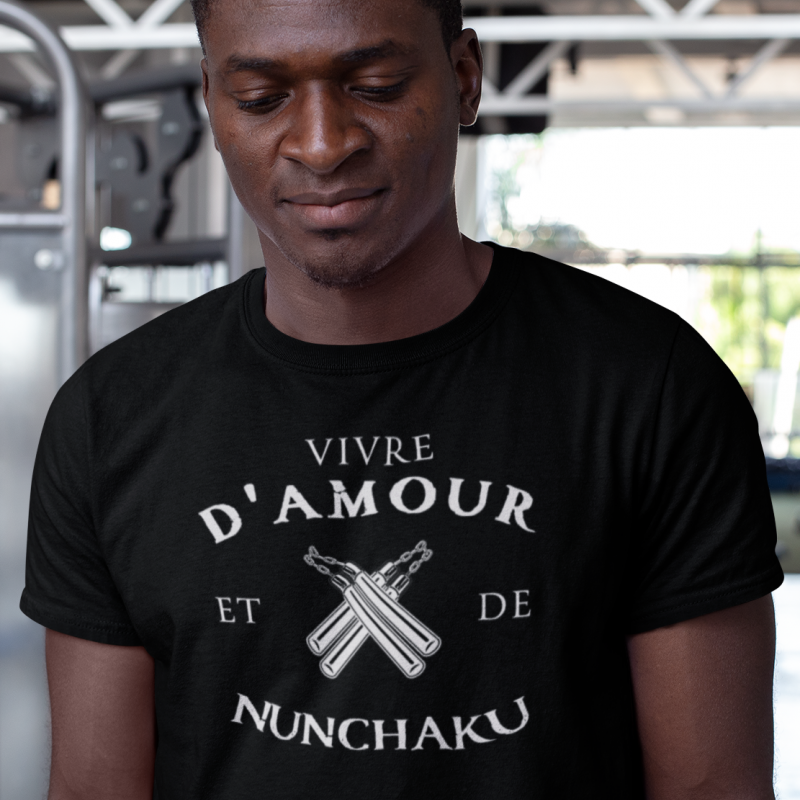 T-SHIRT VIVRE D'AMOUR ET DE NUNCHAKU POUR HOMME