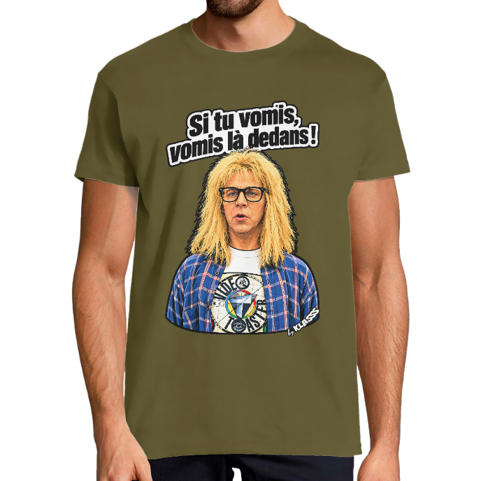 T-shirt Homme VINTAGE KLASSS HUMOUR  "Si tu vomis, Vomis là dedans" col rond 