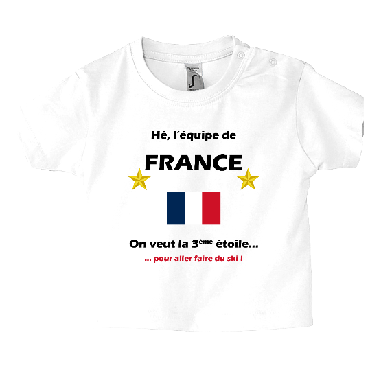 T-shirt Bébé France Foot - La 3ème étoile pour aller faire du ski !