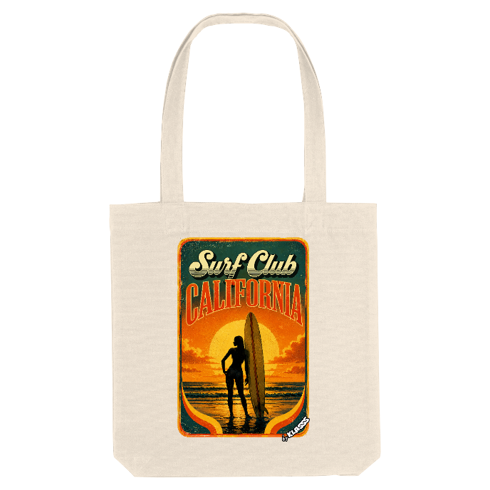 TOTE BAG KLASSS VINTAGE "SURF CLUB CALIFORNIA" Style longboard