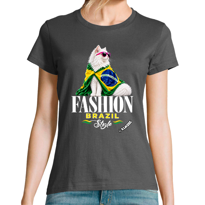 T-SHIRT FEMME COL Rond KLASSS "FASHION BRAZIL Style" - Coupe universelle, design Original