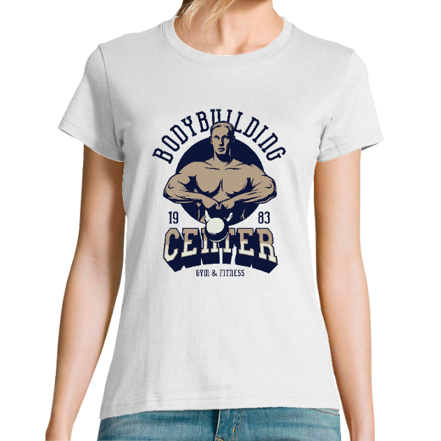 T-SHIRT BODYBUILDING CENTER FEMME – T-shirt musculation fitness