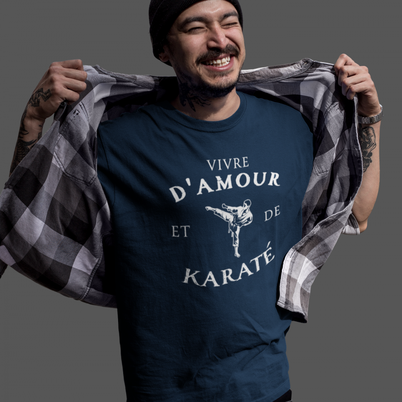 T-SHIRT VIVRE D'AMOUR ET DE KARATÉ POUR HOMME