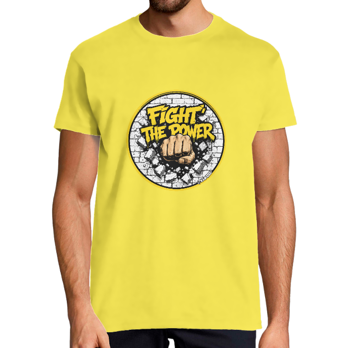 T-shirt Homme "FIGHT THE POWER Yellow" KLASSS col rond 190 gr