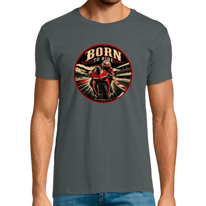 T-shirt Homme col rond REGENT FIT KLASSS "BORN TO RIDE" MOTO