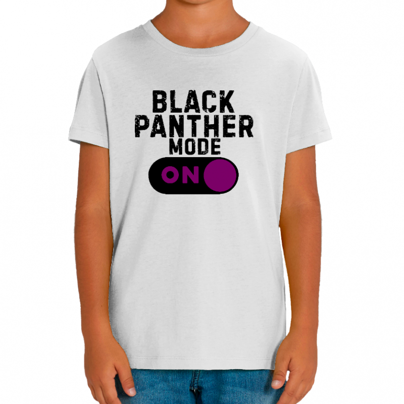 Face T-SHIRT BLACK PANTHER MODE ON ENFANT