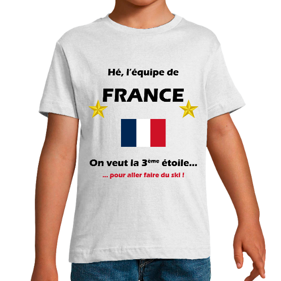 T-shirt Enfant France Foot - La 3ème étoile pour aller faire du ski !
