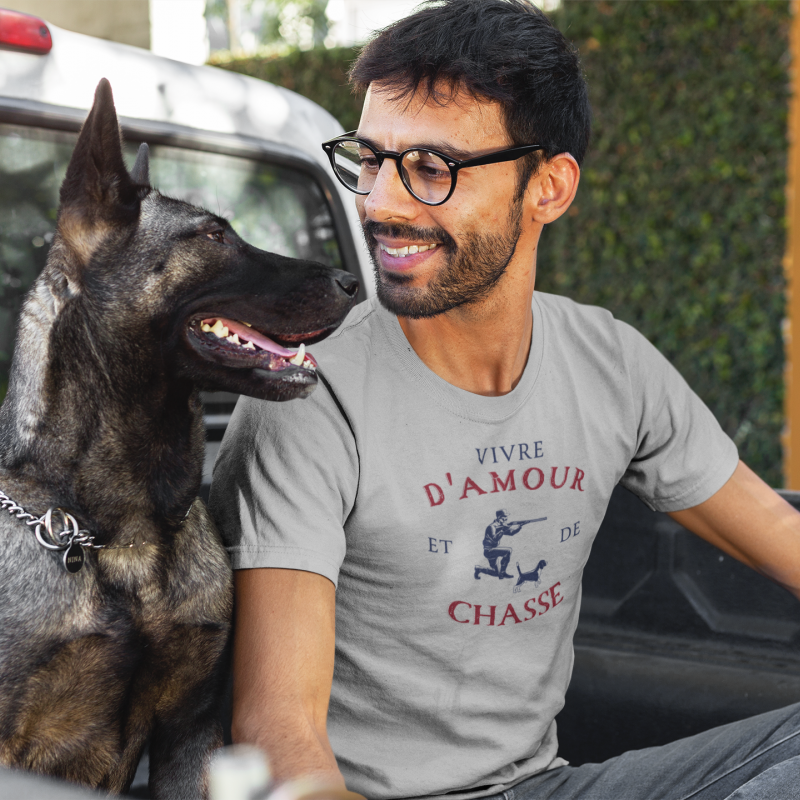 T-SHIRT VIVRE D'AMOUR ET DE CHASSE POUR HOMME