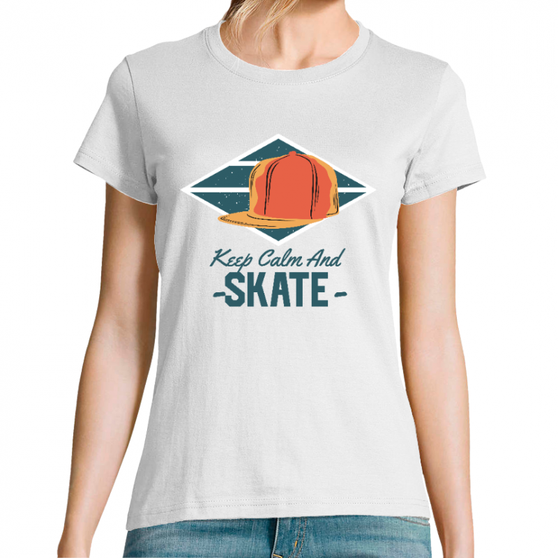 T-SHIRY KEEP CALM AND SKATE FEMME