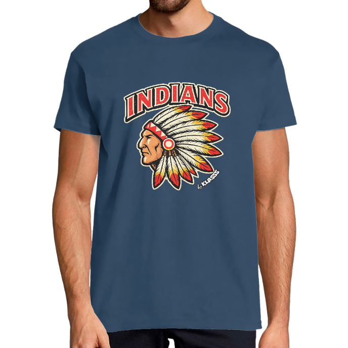T-SHIRT HOMME KLASSS "INDIANS STYLE FAR WEST", col rond 190 gr
