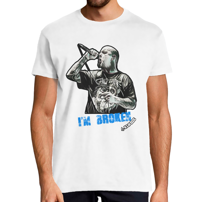 T-shirt Homme KLASSS MUSIQUE METAL  "I'M BROKEN" col rond, 150 gr