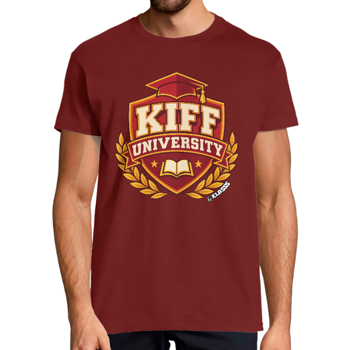 T-shirt Homme KLASSS "KIFF UNIVERSITY VINTAGE" HUMOUR, col rond 