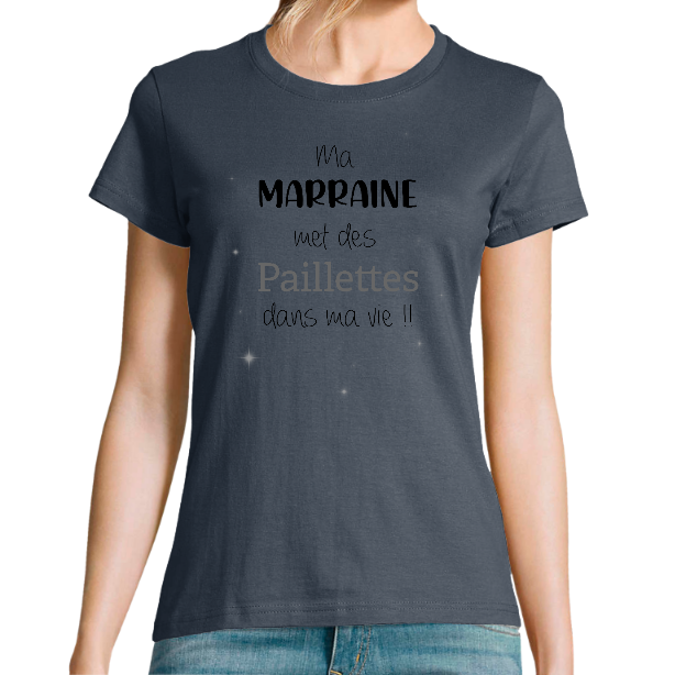 T-SHIRT MARRAINE MET DES PAILLETTES