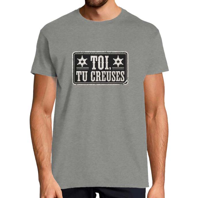 T-SHIRT HOMME KLASSS "TOI, TU CREUSES" Vintage col rond 190 gr