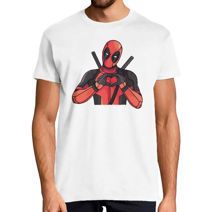 T-SHIRT DEADPOOL HEART HOMME