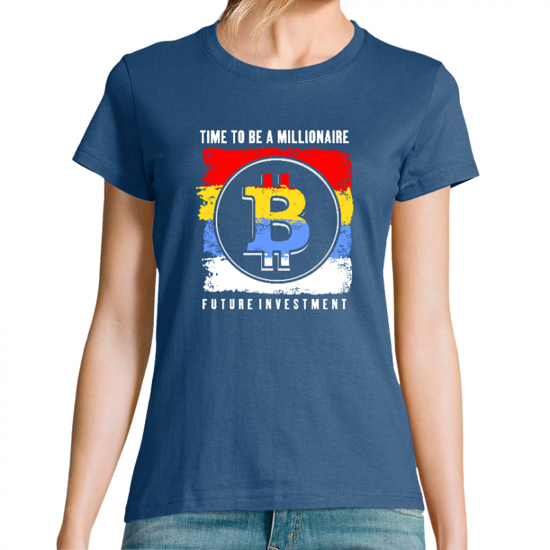 T-SHIRT BITCOIN TIME TO BE MILLIONAIRE FEMME