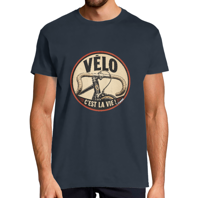 T-SHIRT HOMME Vintage "VELO, C'est la VIE" KLASSS col rond 190 gr