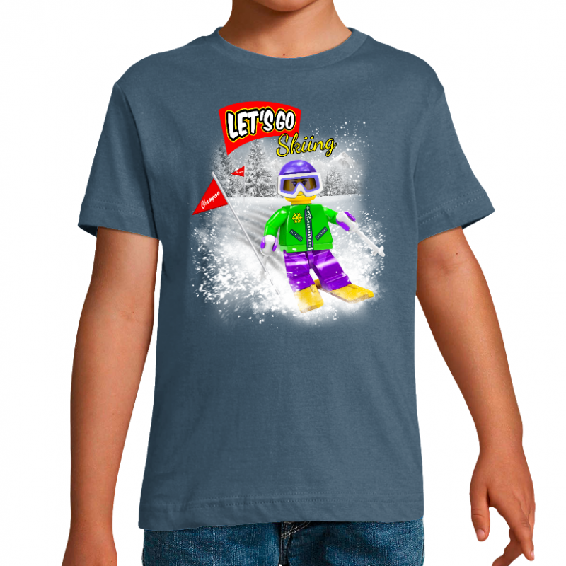 Face LET'S GO SKIING - T-SHIRT ENFANT