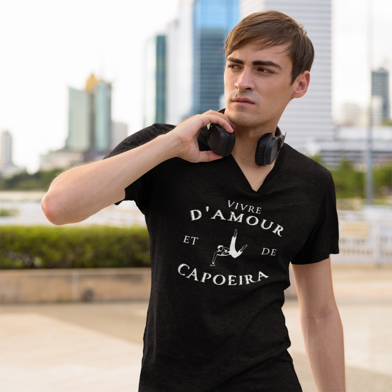 T-SHIRT VIVRE D'AMOUR ET DE CAPOEIRA POUR HOMME