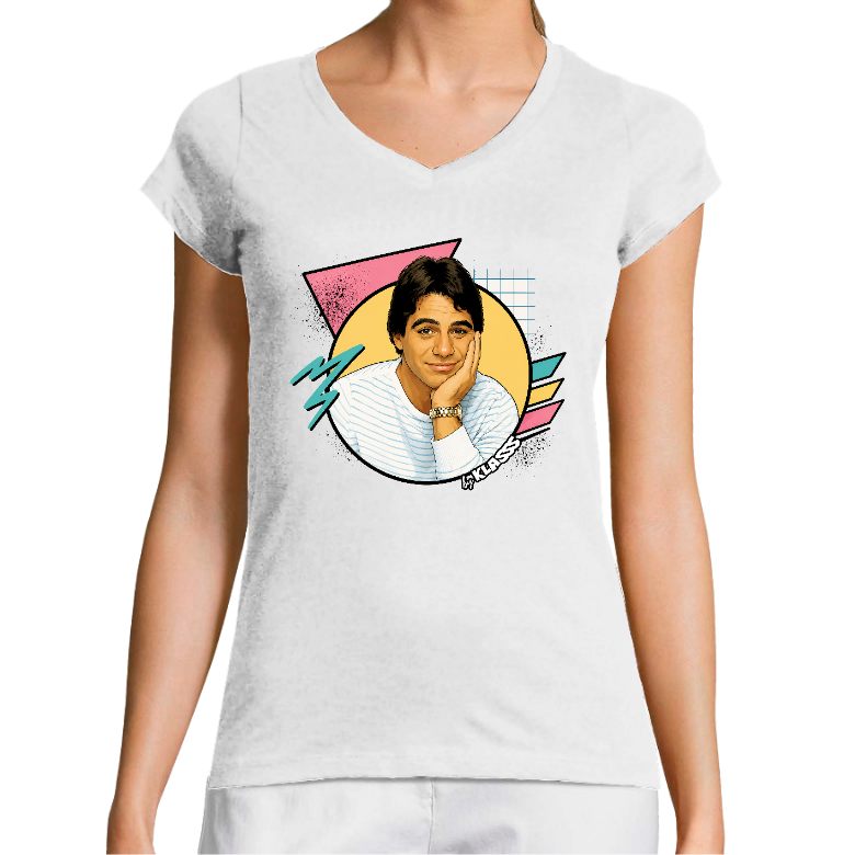 T-SHIRT FEMME COL V KLASSS "SERIE TV ICONIQUE TONY" - Coupe très ajustée, design VINTAGE Chic