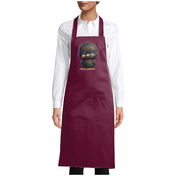 Tablier cuisine Pâques avec poussin noir kawaii –