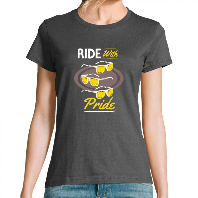 T-SHIRT RIDE WITH PRIDE LUNETTE FEMME
