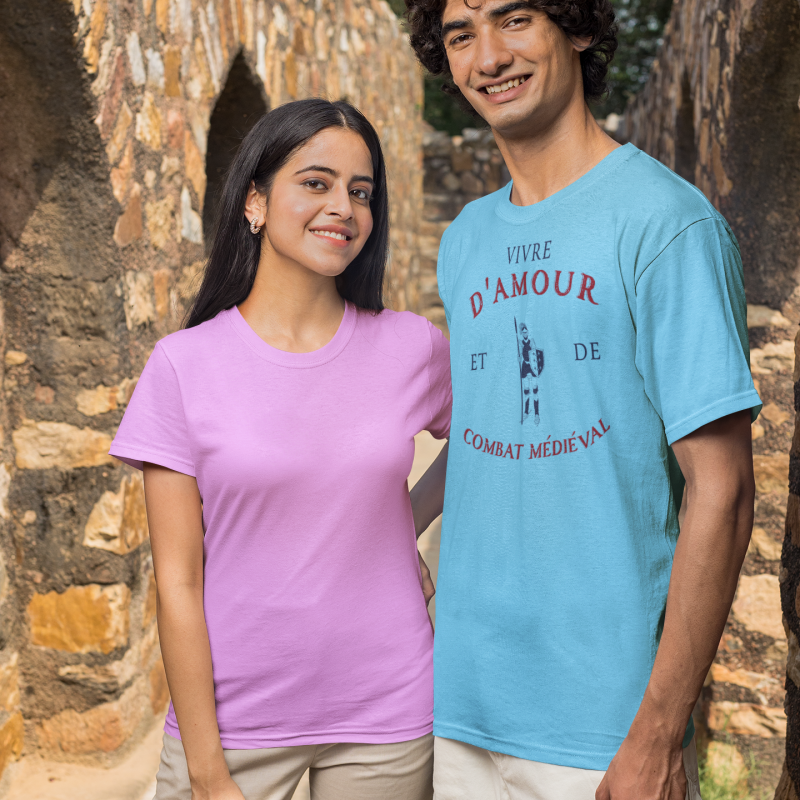 T-SHIRT VIVRE D'AMOUR ET DE COMBAT MÉDIÉVAL POUR HOMME