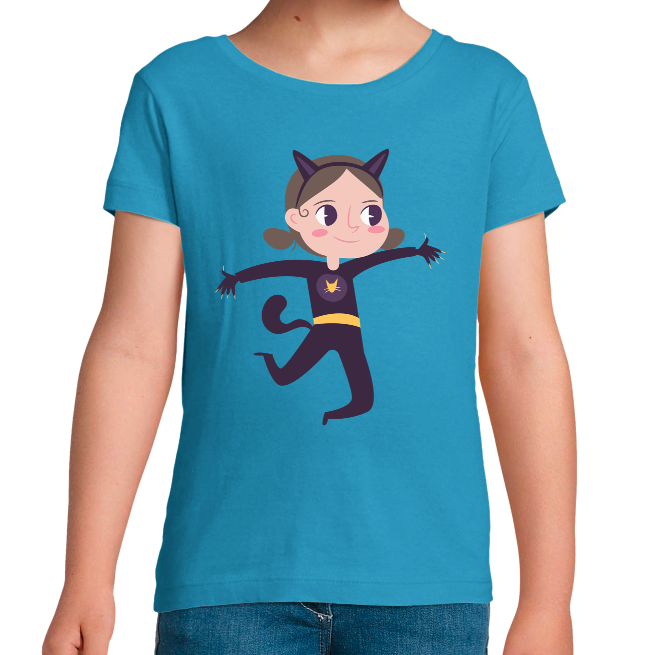 T-SHIRT SUPER-HÉROS OREILLES DE CHAT FILLE