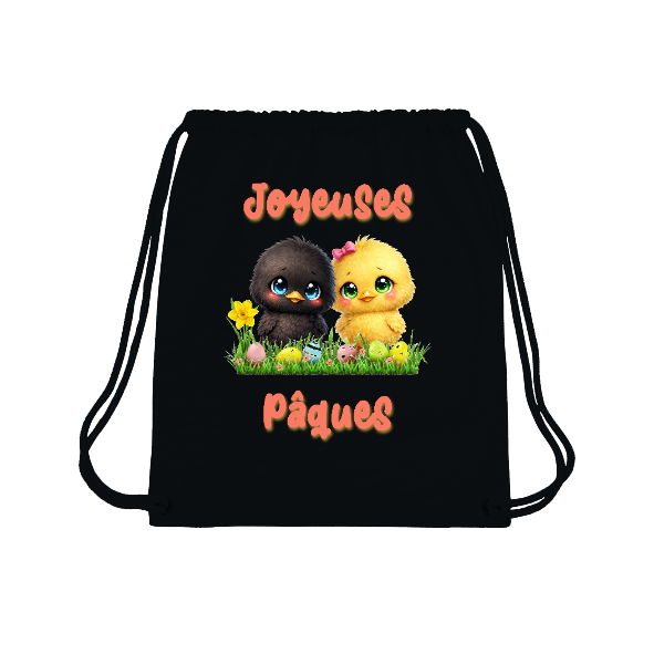 Sac à dos cordon Joyeuses Pâques poussin kawaii – sac gym Pâques mignon