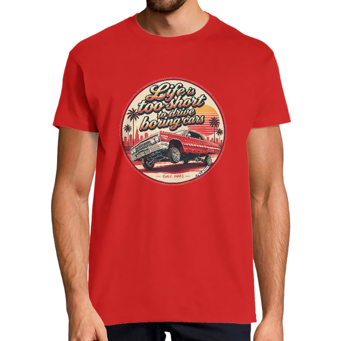T-SHIRT HOMME "LOWRIDER RED" KLASSS col rond 190 gr