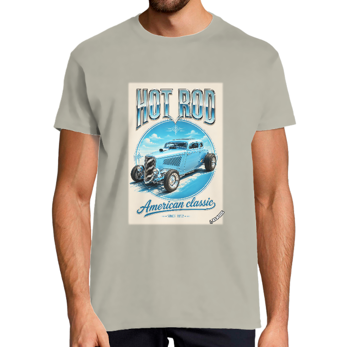 T-shirt Homme "HOT ROD VINTAGE BLUE SKY" KLASSS col rond 190 gr