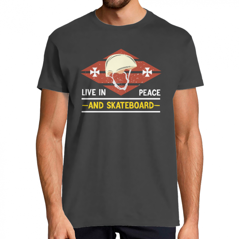 T-SHIRT LIVE IN PEACE AND SKATEBOARD HOMME